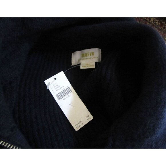 Maeve Women’s Navy Blue Ribbed Knit Collared Sweater Vest With Zip Detail Size S - Picture 6 of 8